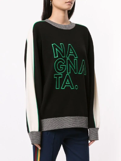 Shop Nagnata Embroidered Logo Jumper In Black