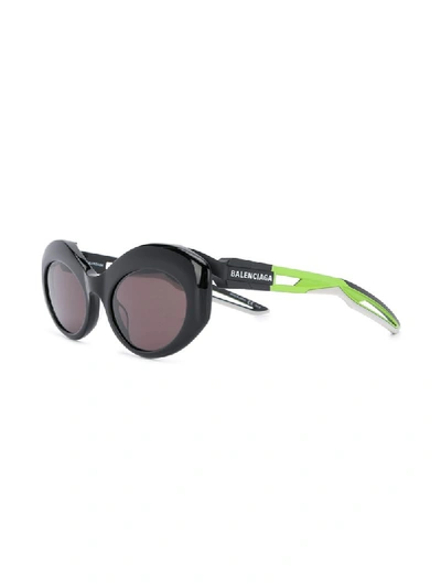Shop Balenciaga Hybrid Oval-frame Sunglasses In Black
