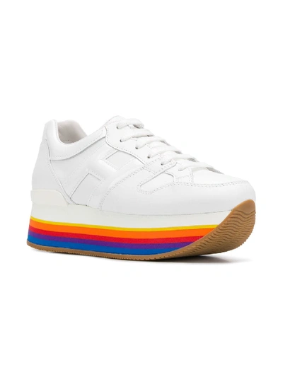 Shop Hogan H421 Rainbow Sneakers In White