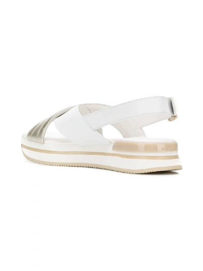 Shop Hogan Busy Beaute Leather Sandals In Silver