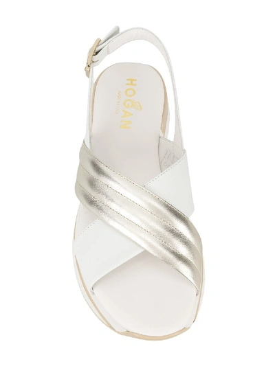 Shop Hogan Busy Beaute Leather Sandals In Silver