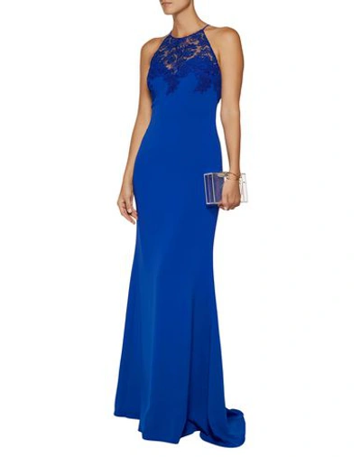 Shop Badgley Mischka Long Dress In Bright Blue