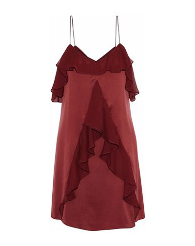 Shop Haute Hippie Woman Short Dress Burgundy Size 10 Silk In Red