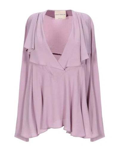 Shop Erika Cavallini Woman Top Lilac Size 4 Acetate, Silk In Purple