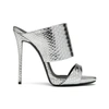 Giuseppe Zanotti Suede & Snake-embossed Leather Sandals In Silver