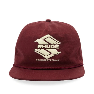 Shop Rhude Dbl Eagle Cap In Burgundy