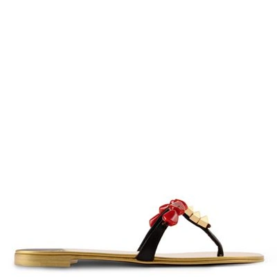 Giuseppe Zanotti Brown And Gold Stone Embellished Toe Thong Sandals
