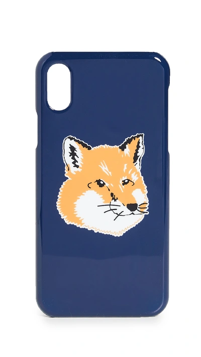 Shop Maison Kitsuné Fox Head Iphone X / Xs Case In Navy