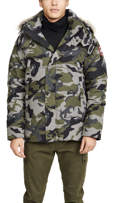 Shop Canada Goose Wyndham Parka In Classic Camo/coastal Grey