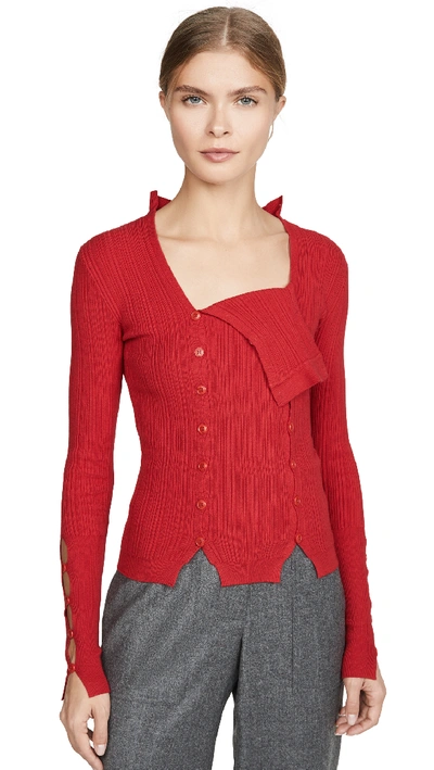 Shop Jacquemus Azur Mesh Pullover In Red
