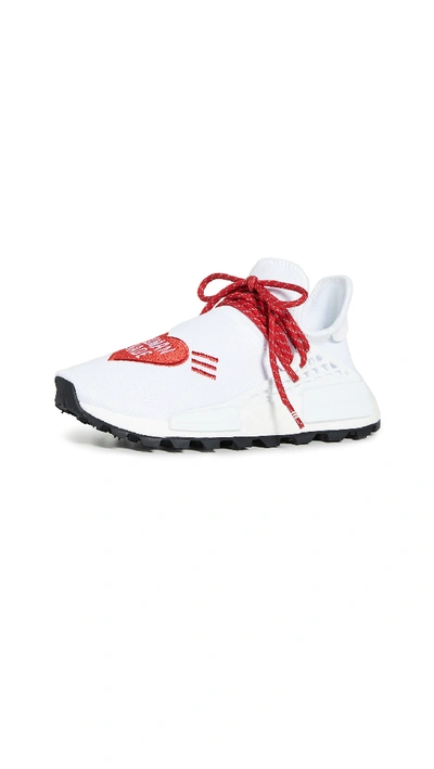 Shop Adidas Originals X Pharrell Nmd Hu Human Made Joggers In White/scarlet/black