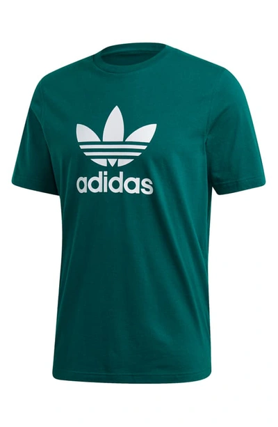 Adidas Originals Trefoil Graphic T-shirt In Noble Green/ White | ModeSens