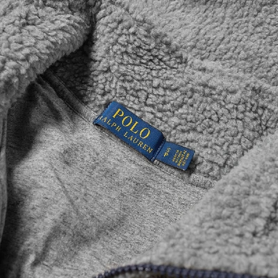 Shop Polo Ralph Lauren Sherpa Zip Up Fleece In Grey