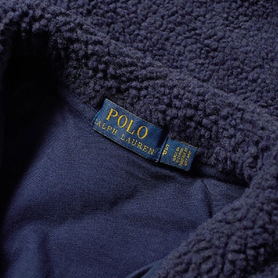 Shop Polo Ralph Lauren Sherpa Zip Up Fleece In Blue