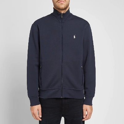 Shop Polo Ralph Lauren Funnel Neck Tech Fleece Zip Sweat In Blue