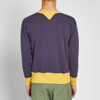 Shop The Real Mccoys The Real Mccoy's Two-tone Crew Sweat In Blue
