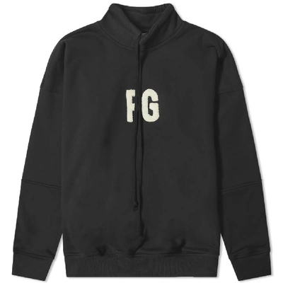 Shop Fear Of God Mock Neck Fg Pullover In Black