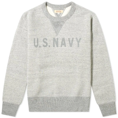 Shop The Real Mccoys The Real Mccoy's U.s. Navy Reflector Crew Sweat In Grey