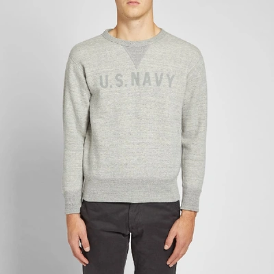 Shop The Real Mccoys The Real Mccoy's U.s. Navy Reflector Crew Sweat In Grey