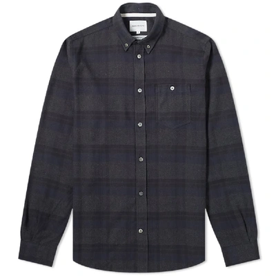 Shop Norse Projects Anton Brushed Flannel Check Shirt In Blue