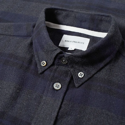 Shop Norse Projects Anton Brushed Flannel Check Shirt In Blue