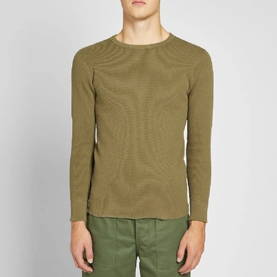 Shop The Real Mccoys The Real Mccoy's Long Sleeve Military Thermal Tee In Green