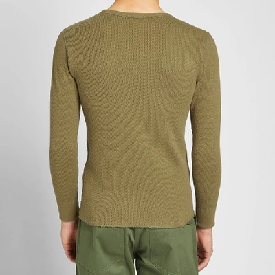 Shop The Real Mccoys The Real Mccoy's Long Sleeve Military Thermal Tee In Green