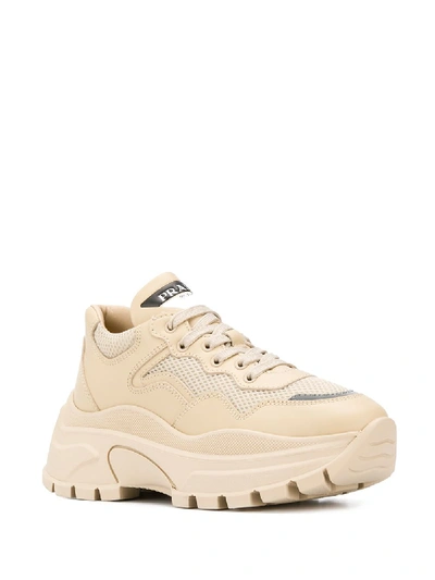 Shop Prada Leather Sneakers In Pink