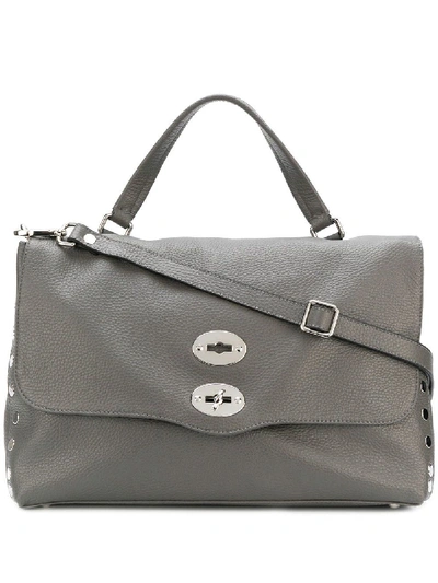 Shop Zanellato Postina Leather Bag In Grey