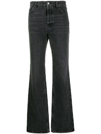 Shop Balenciaga Wide Leg Denim Jeans In Black