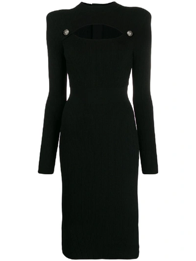 Shop Balmain Viscose Dress In Black