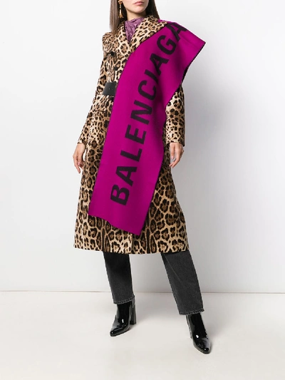 Shop Balenciaga Jacquard Logo Scarf In Violet