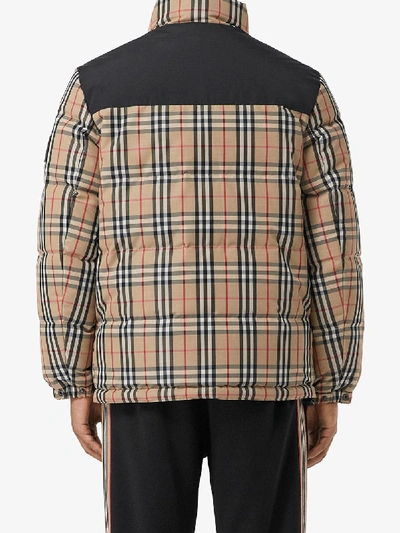 Shop Burberry Holland Checked Down Jacket In Beige