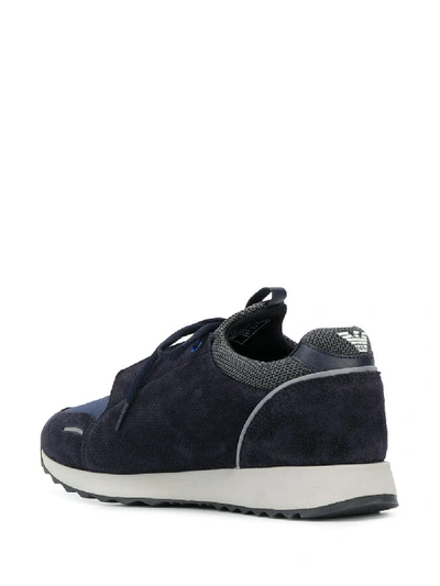 Shop Emporio Armani Leather Sneakers In Blue