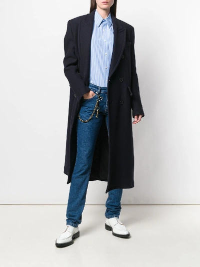 Shop Ami Alexandre Mattiussi Long Lined Coat In Blue