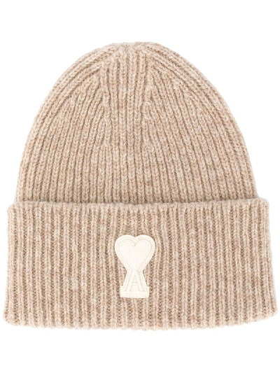 Shop Ami Alexandre Mattiussi Wool Hat In Beige