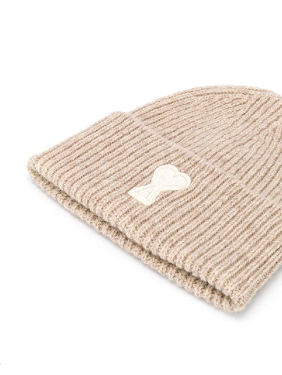 Shop Ami Alexandre Mattiussi Wool Hat In Beige