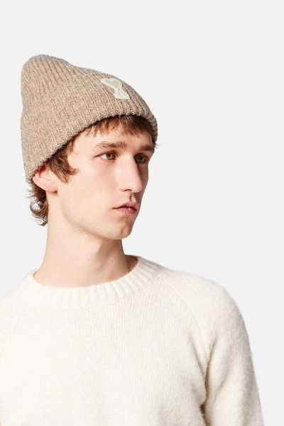 Shop Ami Alexandre Mattiussi Wool Hat In Beige