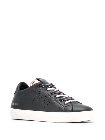 Shop Leather Crown Leather Sneakers With Glitters In Black