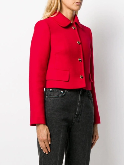 Shop Dolce & Gabbana Cropped Jacket With Decorated Buttons In Red