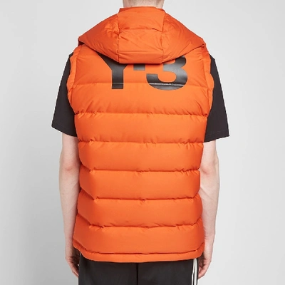 Shop Y-3 Seamless Hooded Down Vest In Orange