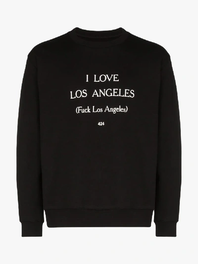 Shop 424 I Love La Cotton Sweatshirt In Black