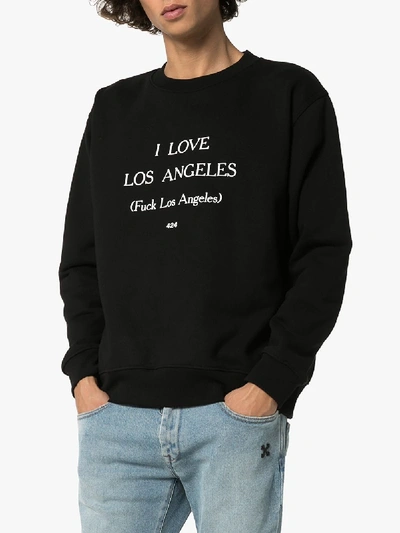 Shop 424 I Love La Cotton Sweatshirt In Black