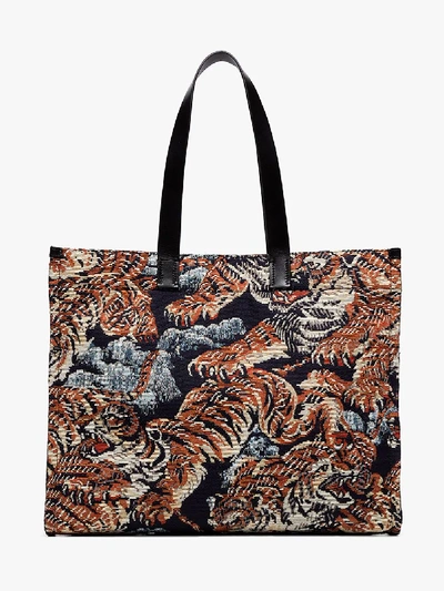 Shop Kenzo Black Tiger Embroidered Tote Bag