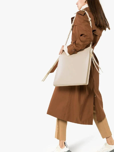 Shop Jil Sander White Tangle Large Leather Shoulder Bag In Neutrals