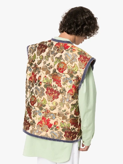 Shop Gucci Floral Embroidered Vest In Neutrals