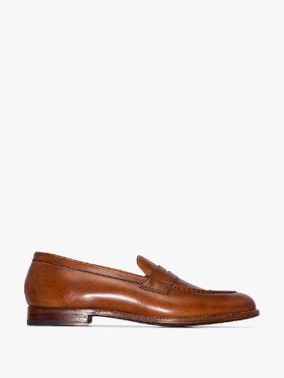 Shop Grenson Brown Lloyd Leather Loafers