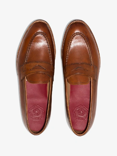 Shop Grenson Brown Lloyd Leather Loafers