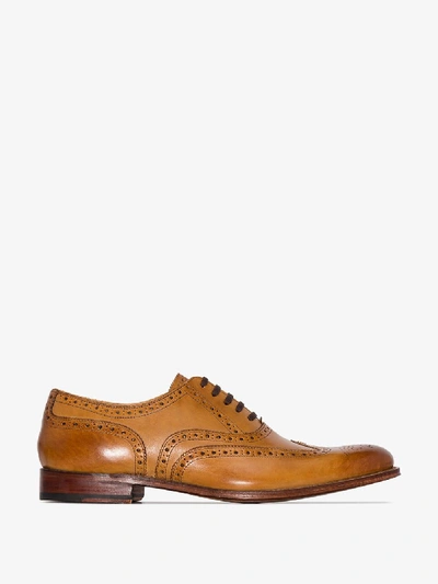 Shop Grenson Brown Dylan Leather Brogues
