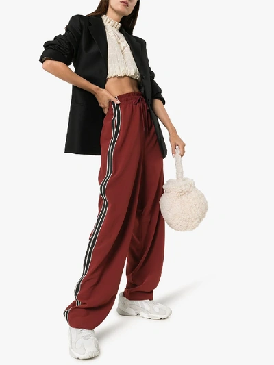 Shop See By Chloé Side Stripe Wide Leg Track Pants In Red